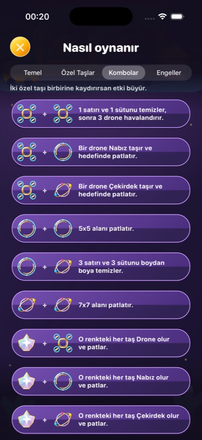 Nasıl oynanır: özel taş kombolarının listesi